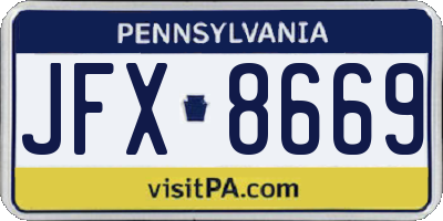 PA license plate JFX8669