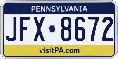 PA license plate JFX8672