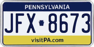 PA license plate JFX8673