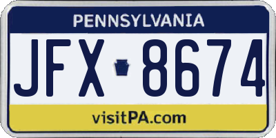 PA license plate JFX8674