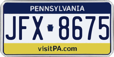 PA license plate JFX8675