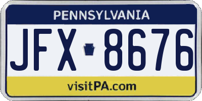 PA license plate JFX8676