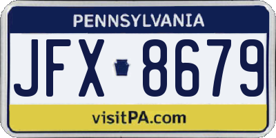 PA license plate JFX8679