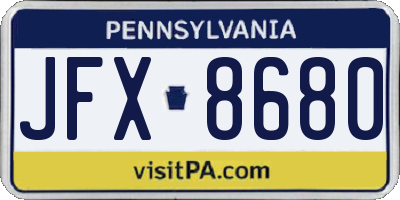 PA license plate JFX8680