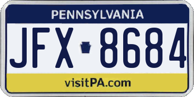PA license plate JFX8684