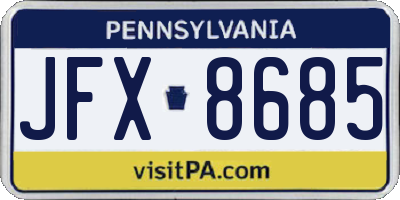 PA license plate JFX8685
