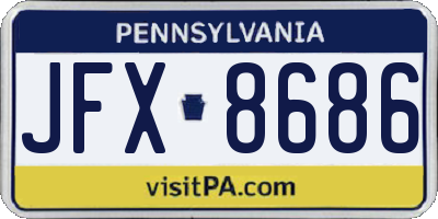 PA license plate JFX8686