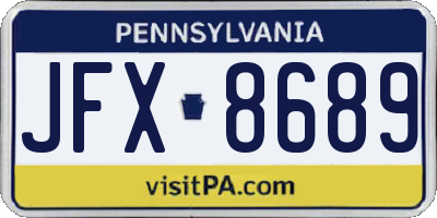 PA license plate JFX8689