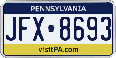 PA license plate JFX8693