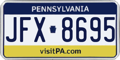PA license plate JFX8695