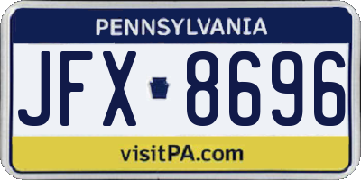 PA license plate JFX8696