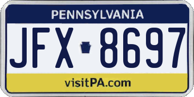 PA license plate JFX8697