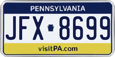 PA license plate JFX8699