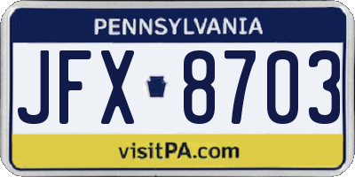 PA license plate JFX8703