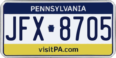 PA license plate JFX8705