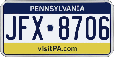 PA license plate JFX8706