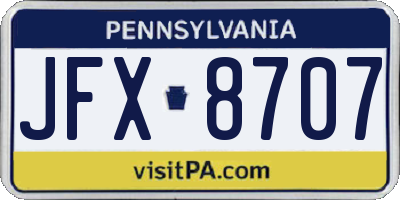 PA license plate JFX8707
