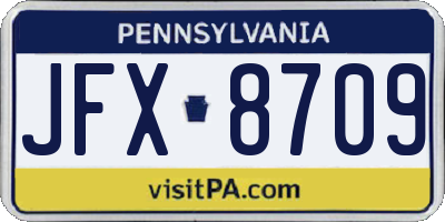 PA license plate JFX8709