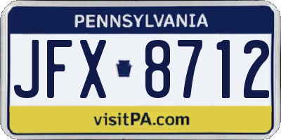 PA license plate JFX8712