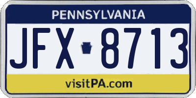 PA license plate JFX8713