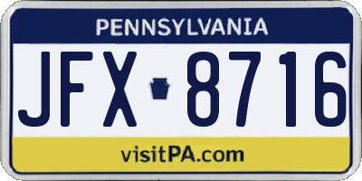 PA license plate JFX8716