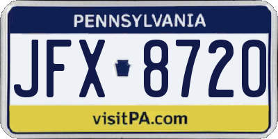 PA license plate JFX8720