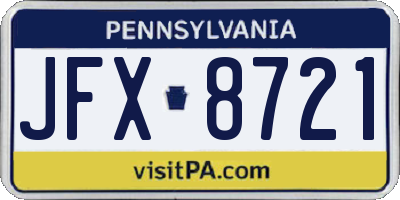 PA license plate JFX8721