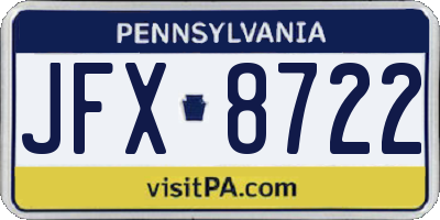 PA license plate JFX8722