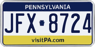PA license plate JFX8724