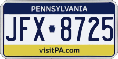 PA license plate JFX8725
