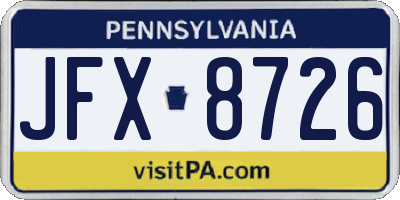 PA license plate JFX8726