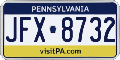 PA license plate JFX8732