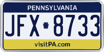PA license plate JFX8733