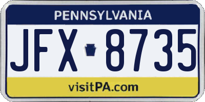 PA license plate JFX8735