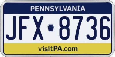 PA license plate JFX8736