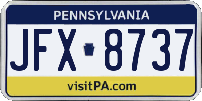 PA license plate JFX8737