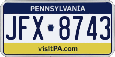 PA license plate JFX8743