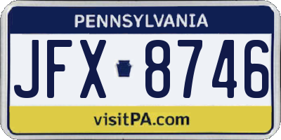PA license plate JFX8746