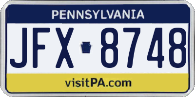 PA license plate JFX8748