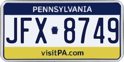 PA license plate JFX8749