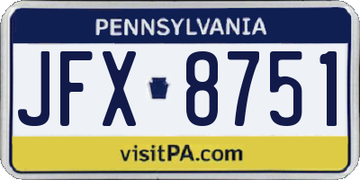 PA license plate JFX8751
