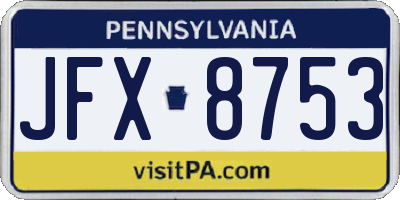 PA license plate JFX8753