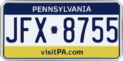 PA license plate JFX8755