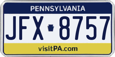 PA license plate JFX8757
