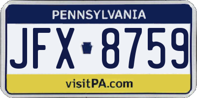 PA license plate JFX8759