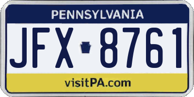 PA license plate JFX8761