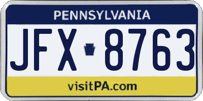 PA license plate JFX8763