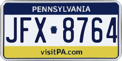 PA license plate JFX8764