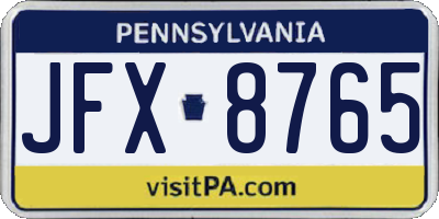 PA license plate JFX8765