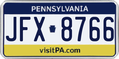 PA license plate JFX8766